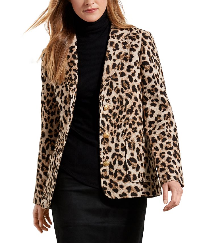 Karen Kane Leopard-Print Jacquard Blazer & Reviews - Jackets & Blazers ...