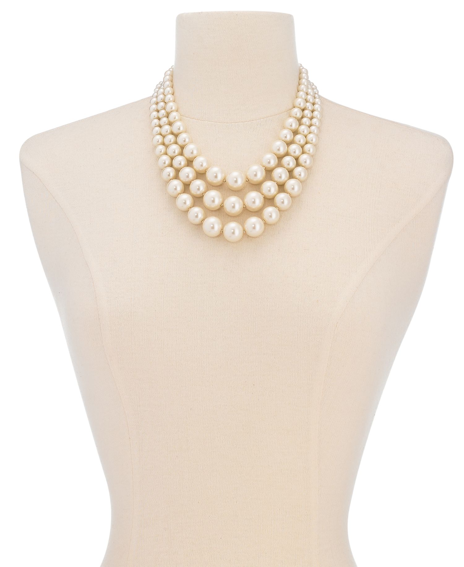 Imitation Pearl Three-Row Collar Necklace