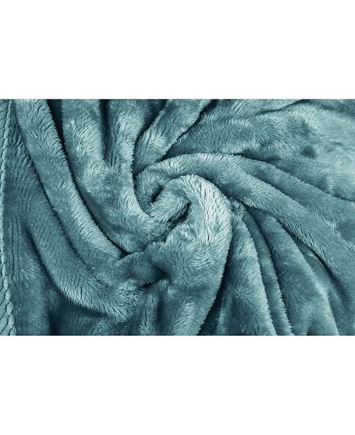 Elle Decor Silky Soft Plush Blanket With Corduroy Trim King