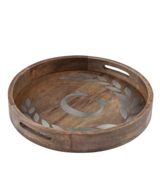 Heritage Collection Monogram Mango Wood Round Tray