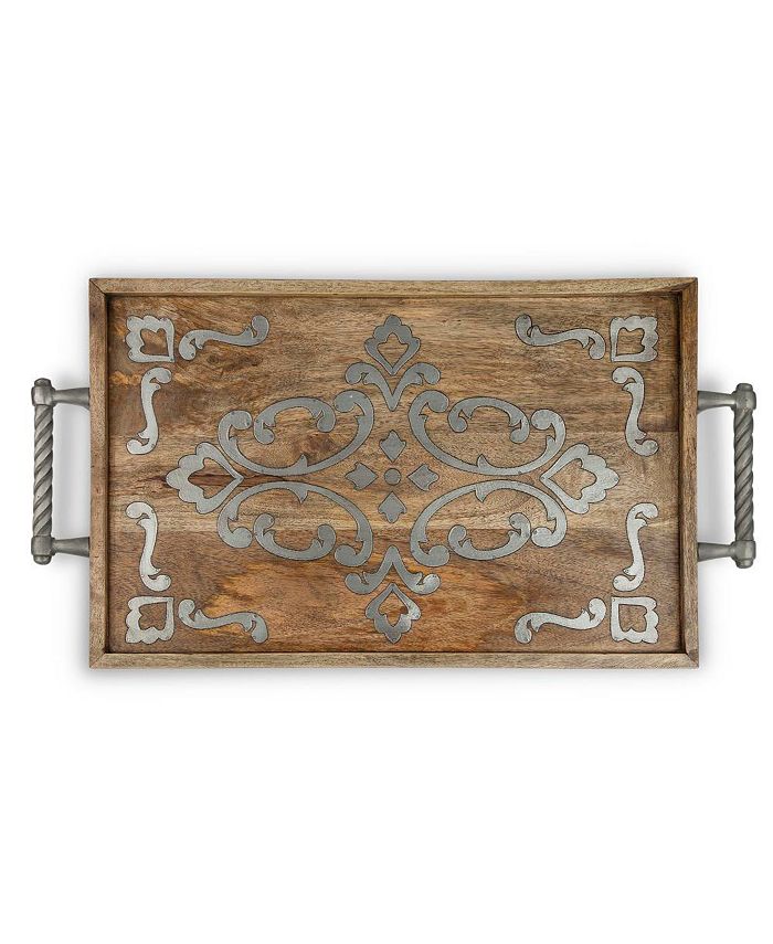 The GG Collection - Heritage Collection Wood and Metal Inlay Bed Tray