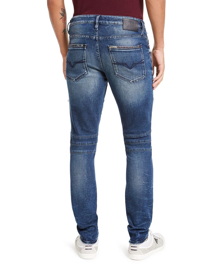 GUESS Men's Blocked Moto Skinny Jeans - Macy's