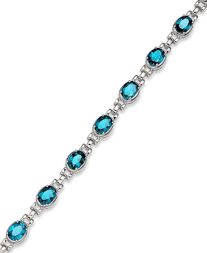 Macy's - Blue Topaz (13 ct. t.w.) Oval Link Bracelet in Sterling Silver (Also in Mystic Topaz)