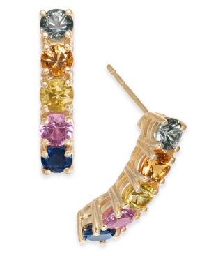 image of Multi-Sapphire Curved Drop Earrings (3-1/20 ct. t.w.) in 14k Gold