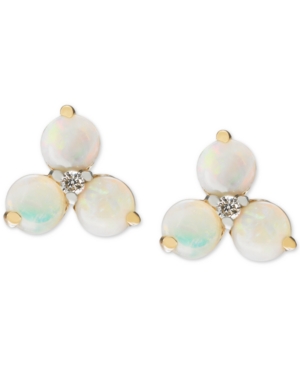 image of Citrine (1-3/4 ct. t.w.) & Diamond (1/20 ct. t.w.) Cluster Stud Earrings in 14k Gold (Also in Opal)