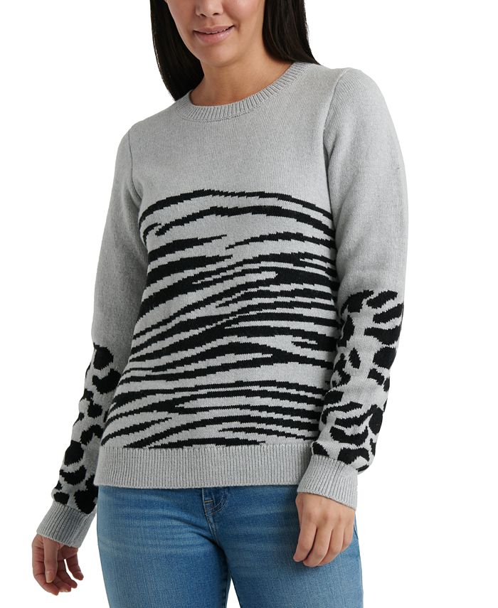 Lucky Brand Leopard-Print Wide-Hem Sweater - Macy's