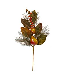 24" Pear, Pine and Magnolia Leaf Artificial Flower, Set of 6