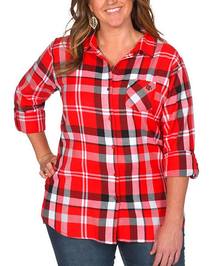 Women's Louisville Cardinals Plaid Flannel Shirt