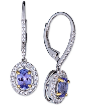 image of Tanzanite (1-1/2 ct. t.w.) & White Sapphire (1/3 ct. t.w.) Drop Earrings in Sterling Silver & 14k Gold-Plate