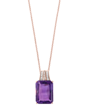 image of Effy Citrine (12-1/3 ct. t.w.) and Diamond (1/10 ct. t.w.) Pendant Necklace in 14k Rose Gold (Also Available In Green Quartz and Amethyst)