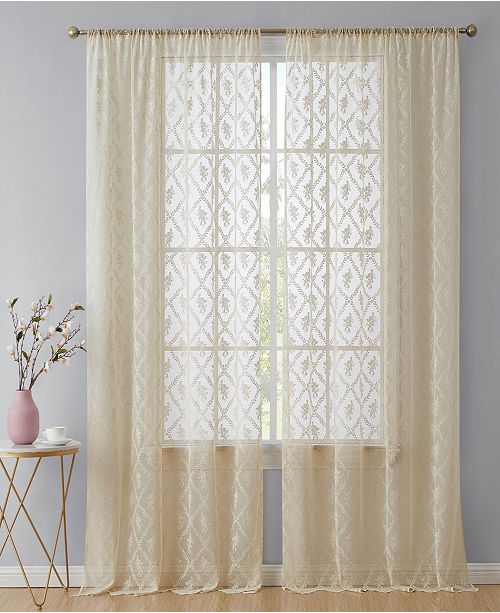 Hlc Me Lucido By Melbourne Floral Sheer Voile Rod Pocket Curtain