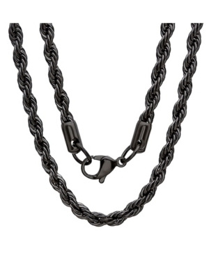 Shop Steeltime Men's Black Ip Plated Stainless Steel Rope Chain 24" Necklace