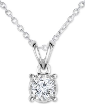 Macy's - Diamond Solitaire 18" Pendant Necklace (1/4 ct. t.w.) in 14k White Gold