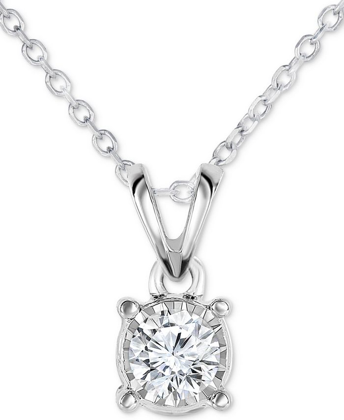 TruMiracle - Diamond Solitaire 18" Pendant Necklace (1/4 ct. t.w.) in 14k White Gold