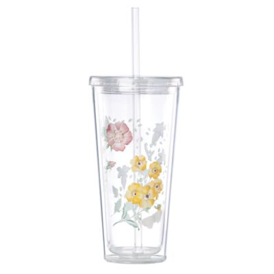 Lenox Butterfly Meadow Dinnerware Cold Cup Tumbler with Straw