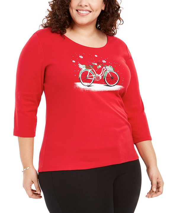 macy's plus tops