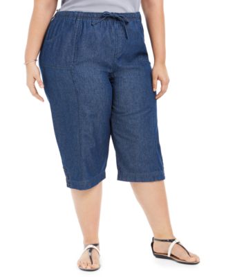 Karen Scott Plus Size Cotton Denim Capri Pants, Created for Macy's - Macy's