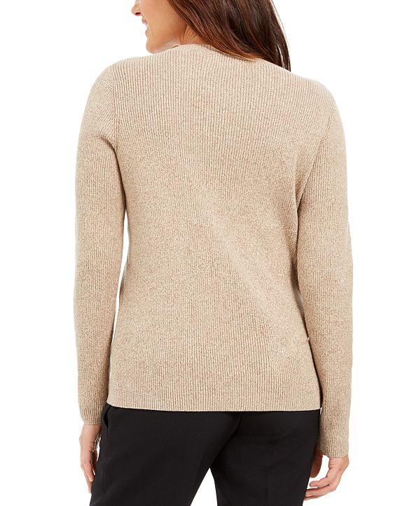 Karen Scott Petite Cotton Ribbed Marled Sweater, Created for Macy's ...