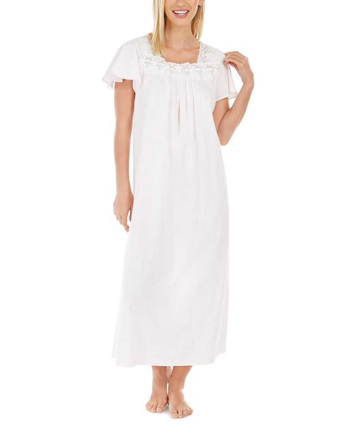 Miss Elaine Women's Cotton Lace-Trim Long Nightgown - Macy's