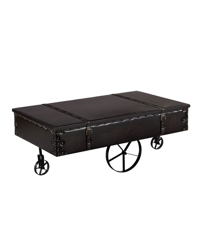 Firstime Co Vintage Like Cart Coffee, Firstime And Co Black Faux Leather Coffee Table