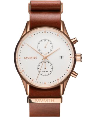MVMT - Men's Voyager Rosewood Leather Strap Watch 42mm