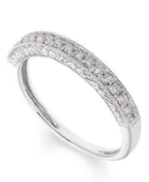 image of Certified Diamond (1/4 ct. t.w.) Engraved Band in 14kWhite Gold