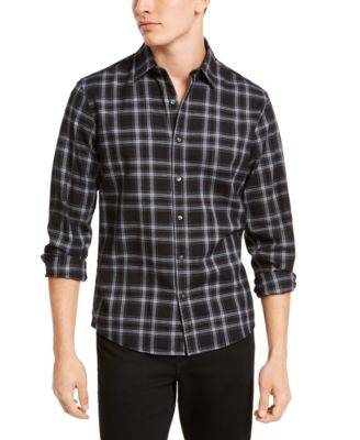 michael kors men's stretch gingham check shirt