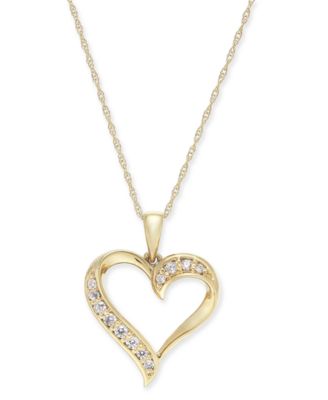 Macy's Diamond Heart Lock Key Pendant Necklace in 18k Gold over