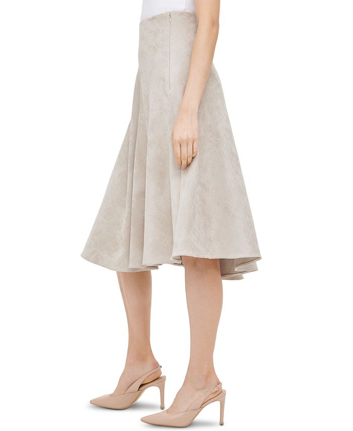 Calvin Klein Faux-Suede Midi Skirt - Macy's