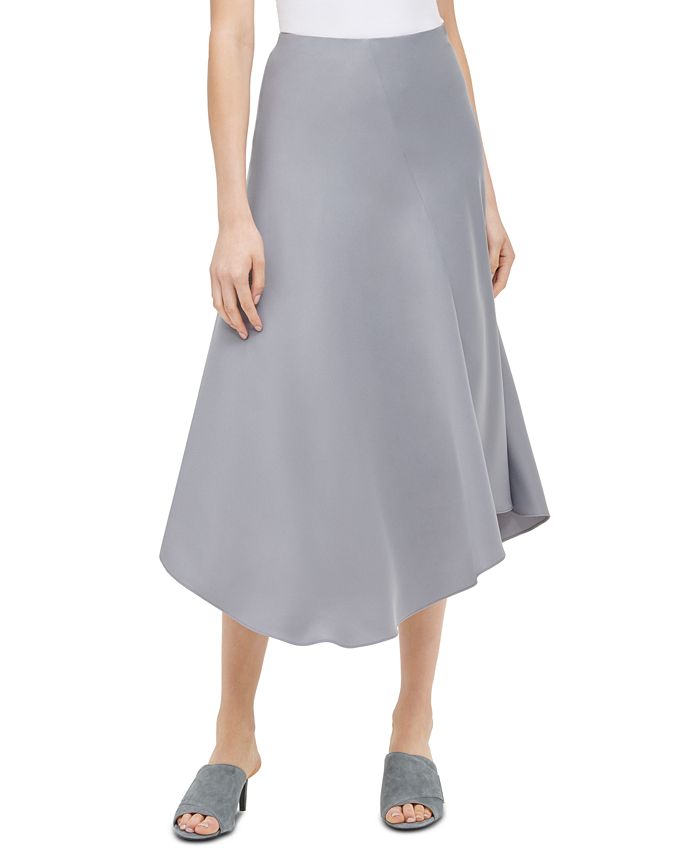 Calvin Klein Asymmetrical-Hem Satin Midi Skirt - Macy's