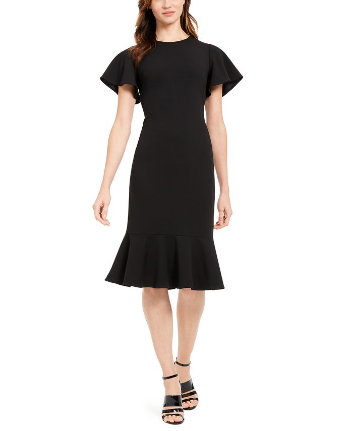 Calvin Klein FlutterSleeve Flounce Midi Dress Macy's