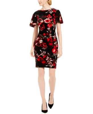 Calvin Klein Floral Velvet Dress - Macy's