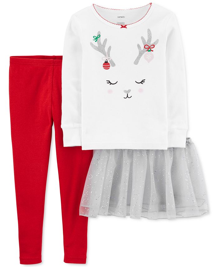 Carter's Toddler Girls 3Pc. Reindeer Tutu Pajamas Set Macy's