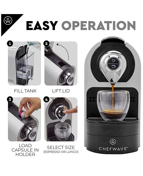ChefWave Kava Mini Espresso Machine for Nespresso Compatible Capsule