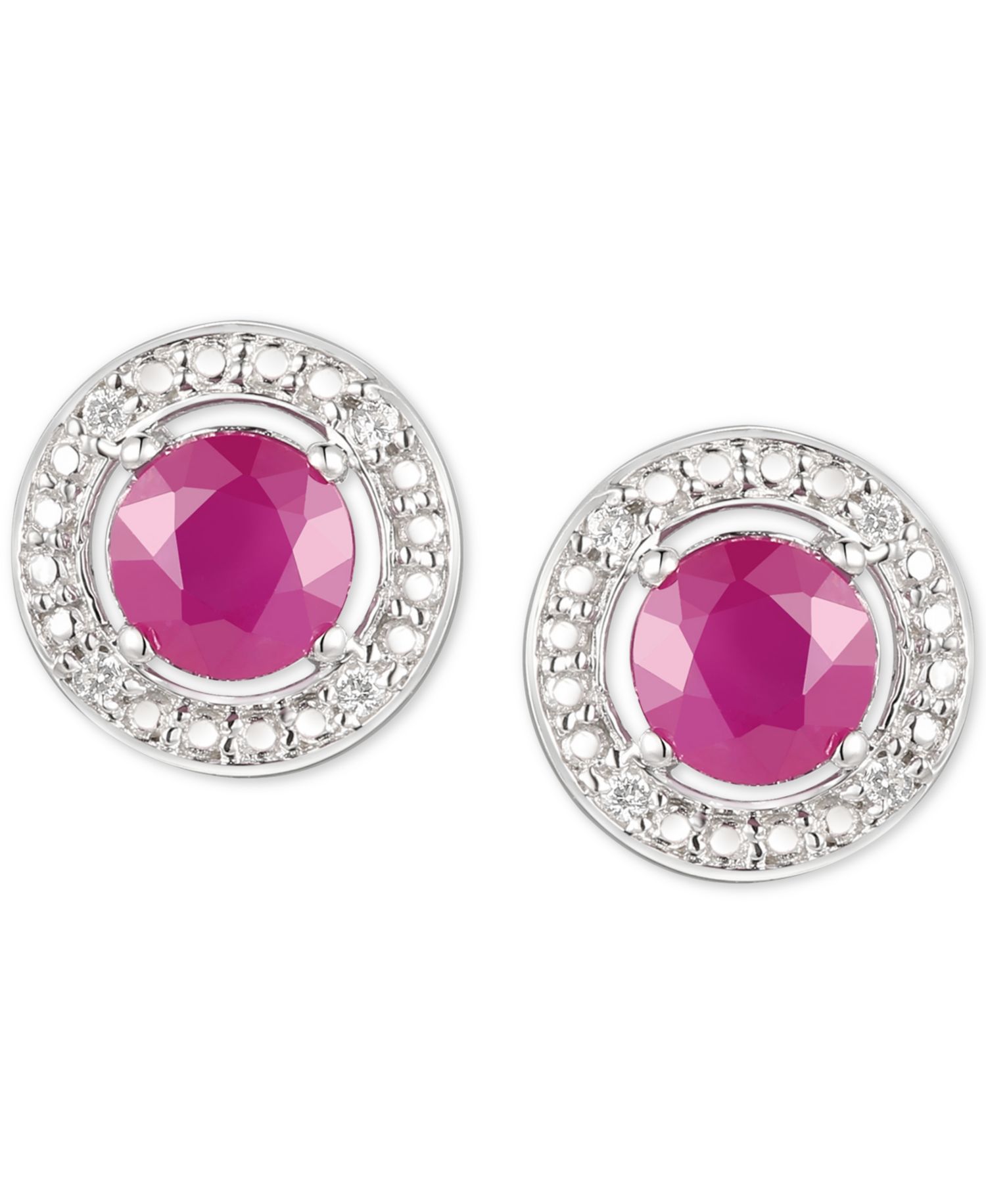 Sapphire (5/8 ct. t.w.) & Diamond Accent Stud Earrings in Sterling Silver (Also Available In Emerald and Ruby)