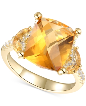 image of Citrine (4-1/4 ct. t.w.) & White Topaz (1/4 ct. t.w.) Statement Ring in 14k Gold-Plated Sterling Silver