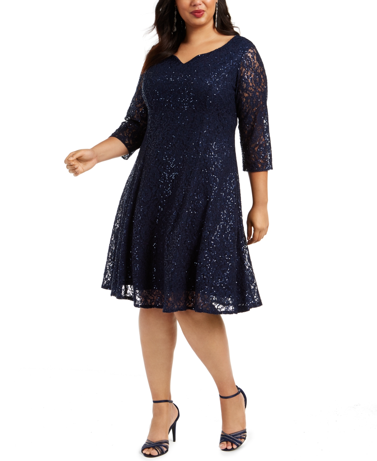 Sl Fashions Plus Size Sequined Lace Dress