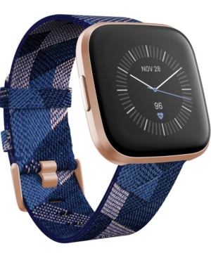Fitbit Versa 2 Navy & Pink Fabric Strap Touchscreen Smart Watch 39mm - A Special Edition