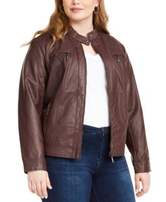 Jou Jou Trendy Plus Size Faux Leather Moto Jacket Macy s