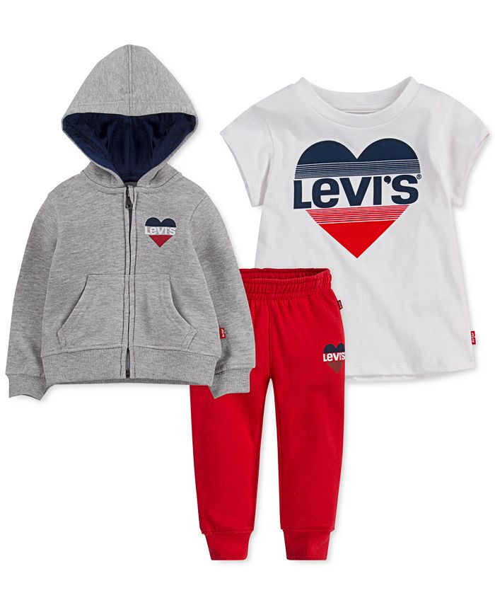 Levi's Toddler Girls 3-Pc. Hooded Jacket, T-Shirt & Jogger Pants Set ...