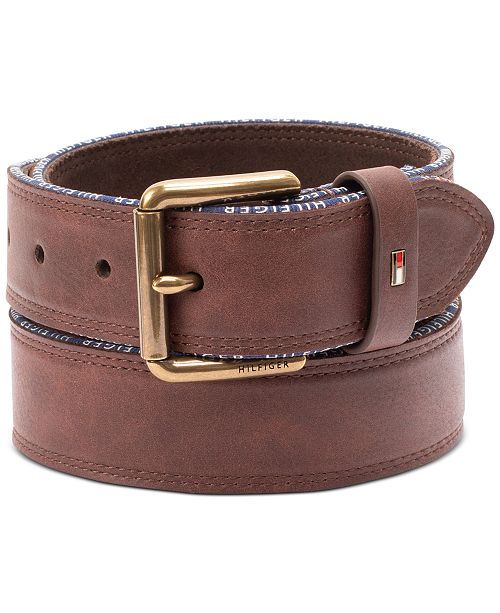 Tommy Hilfiger Men S Casual Faux Leather Belt Reviews All Accessories Men Macy S