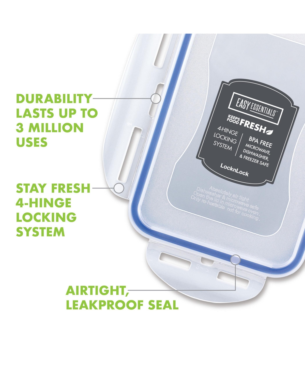 Lock n Lock Easy Essentials 29-Oz. On the Go Divided Square Food Storage Container