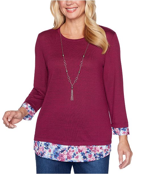 Alfred Dunner Plus Size Autumn Harvest Layered Look Top