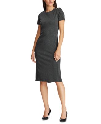 Lauren Ralph Lauren Shoulder-Button Knit Dress - Macy's