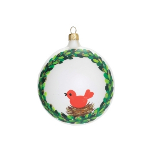 Vietri Kids' Wreath With Red Bird Ornament