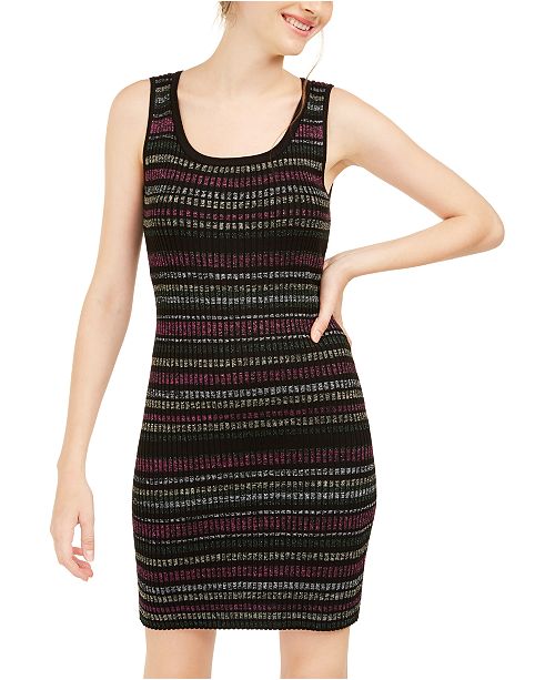 Planet Gold Derek Heart Juniors Metallic Stripe Sweater Dress Reviews Dresses Juniors Macy S