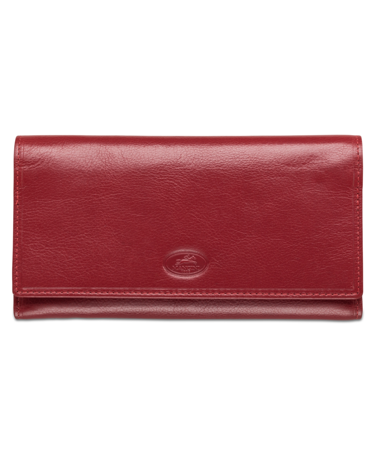 Equestrian-2 Collection Rfid Secure Trifold Checkbook Wallet - Red