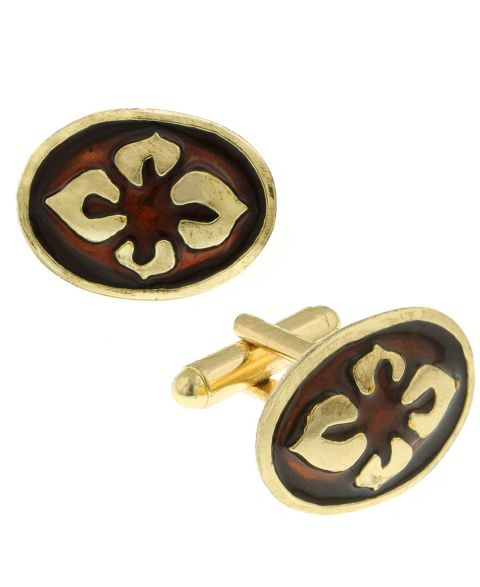 Мужские запонки 1928 Jewelry 14K Gold-Plated Enamel Flower Cufflinks