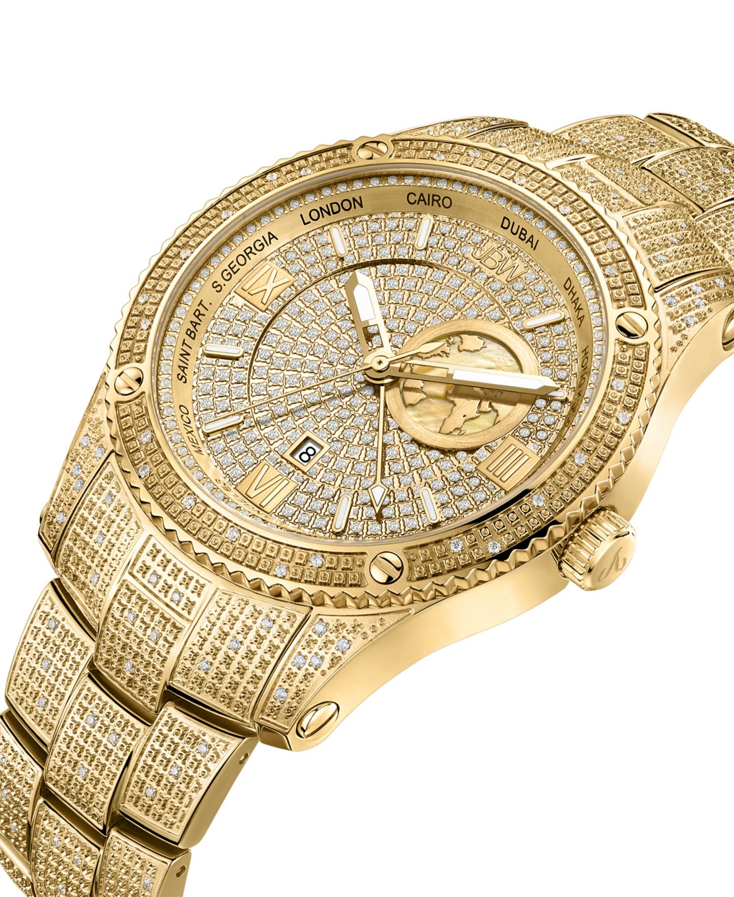 Мужские часы Jbw Jet Setter GMT 18K Gold-Plated Stainless Steel Bracelet Watch 46mm, цвет: Золотой — фото 2
