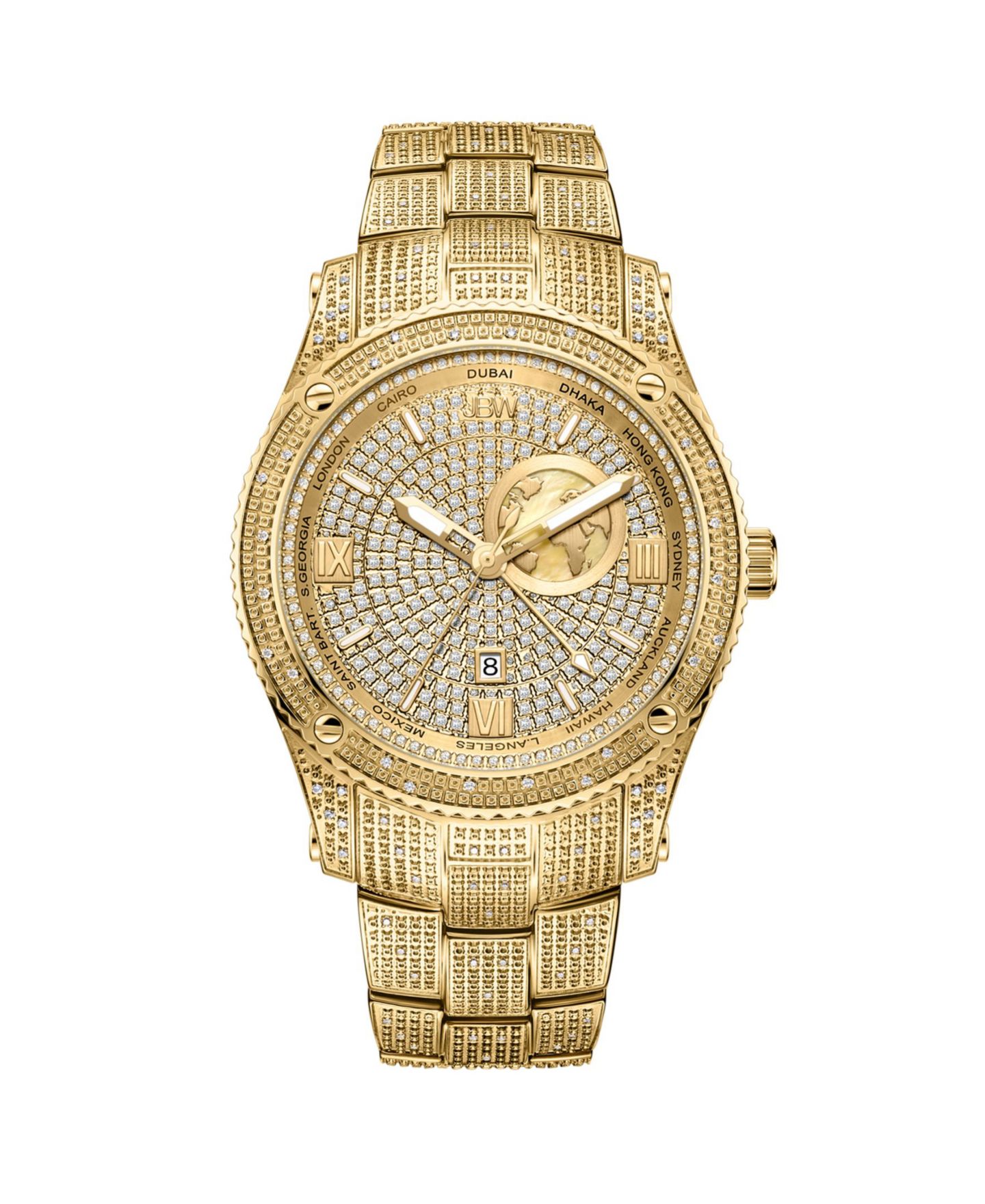 Мужские часы Jbw Jet Setter GMT 18K Gold-Plated Stainless Steel Bracelet Watch 46mm, цвет: Золотой — фото 1